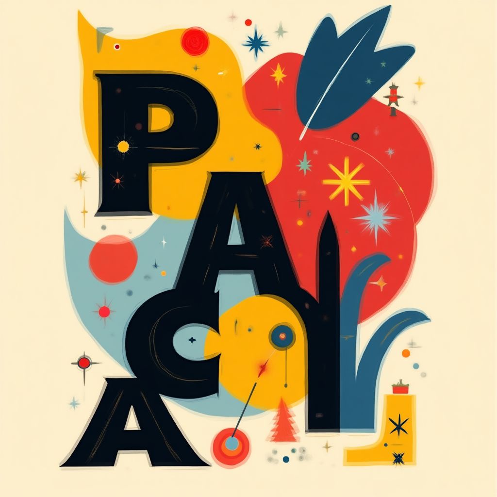 Composición de diseño gráfico con tipografía audaz y formas abstractas.